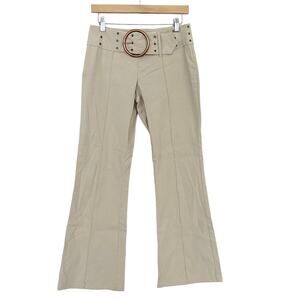 Limited Too Y2K Bratz Tan Low Rise Grommet Belted Flare Pants Sz 7